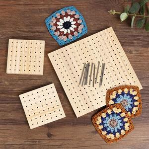 블로킹매트 보드 바느질 핀 나무 액세서리 블로킹 습식 경량 사각 15x15cm 바늘 9개