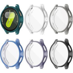 [6팩] 갤럭시 워치7용 YUVIKE 시계 화면 보호기 44mm, 6가지 색상 소프트 TPU 케이스, 삼성 보호 범퍼 커버 44mm
