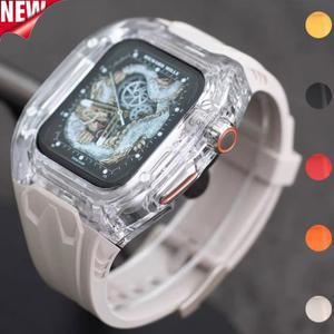 수정 키트 투명 보호 케이스 Apple Watch Ultra 9 밴드 iWatch 시리즈 10 9 8 7 6 5 4 45mm 44mm 49mm 용 TPU 스트랩