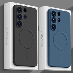 갤럭시 S24 S25 울트라 S23 플러스 S22 S21FE 펀다 무선 충전 소프트 커버에 대한 Magsafe 마그네틱 케이