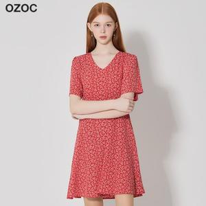 오조크 브이넥 미니 플레어 원피스