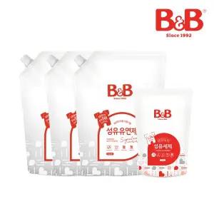 [비앤비]유아 섬유유연제 베르가못향 리필형 1500ml X3개 (+세제 800ml 증정)