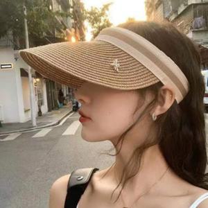 여성 여름 라탄 썬캡 리본 밀짚모자 외출 바캉스용 나들이 햇빛차단 모자