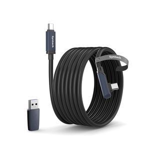 EaJ Oculus/Meta Quest 3/Quest 3S/Quest2/ /Pico 4 및 PC/SteamVR과 호환되는 Syntech 링크 케이블 16FT USB 3 0 어댑터를 갖춘 업그레이드된 타입 C VR 셋용 고속 데이터 전송 코드 블랙