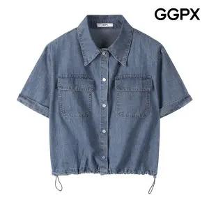 [GGPX] 롤업 소매 포켓 스트링 데님 셔츠 (GP7SH025F)