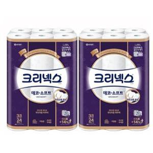 크리넥스 3겹 데코 소프트와이드 화장지 / 33M-24롤X2팩/롤화장지