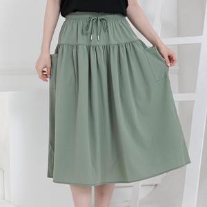 여름 아이스 포켓 롱스커트 밴딩 카고 치마 A라인 여름스커트 A라인스커트 허리밴딩스커트 시원한치마