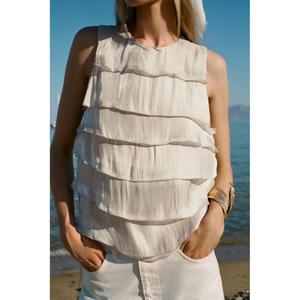 ZARA 셀럽픽 반짝이는 프릴 탑 8312938101 72265