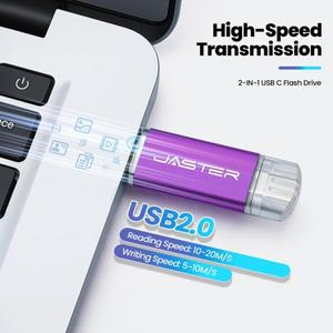 2025년 신제품 2 in 1 OTG 펜 드라이브 (타입C 128GB 메탈 USB2.0 메모리 스틱, 64GB 컬러 플래시 빠른 배