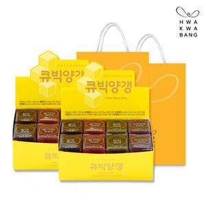[화과방] 고급 큐빅양갱 (40gx24개입)x2세트 +쇼핑백 / 선물세트 어르신간식 양갱 디저트 요양원 개별포장