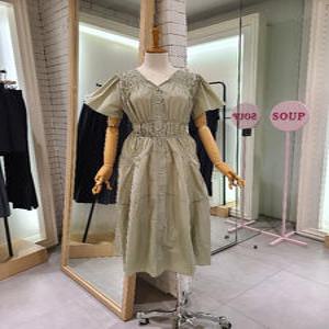 [SOUP] SA5OP35(스모킹 V넥 플레어 원피스)