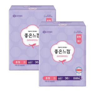 좋은느낌 좋은순면 맥시슬림 날개형 중형 36p x 2개