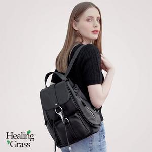 [여주점][힐링그래스][선물증정][무료반품] 소가죽 데일리 베이직 백팩 (블랙) HGSS2171BK