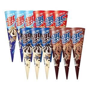 [롯데웰푸드]저당 월드콘X3개+월드콘 바닐라X3개+월드콘 쿠키앤크림X3개+월드콘 초코X3개