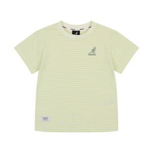 [캉골키즈]로고 프린트 숏 슬리브 스트라이프 티셔츠 RB 0204 라임