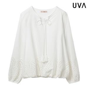 (무료반품) [UVA]린넨 태슬 끈 블라우스 (UP1BA027L0)