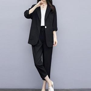 7부 자켓 데일리9부 롤업 밴딩 팬츠 세트 원버튼 세미정장