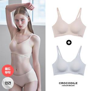 [크로커다일 언더웨어][크로커다일] 라이크라 인견쉘론 몰드부착 더블스트랩 감탄브라 2종 CDWBR5N3234