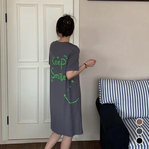 스마일 캡내장 브라캡 노브라 원피스 여름 반팔 임산부 빅사이즈 잠옷 홈웨어 파자마