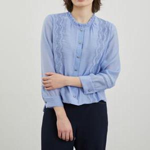 올리비아로렌 / 레이스 포인트 블라우스 VOCNL4M3251 / 애플아울렛 ( 화이트 라이트블루 )