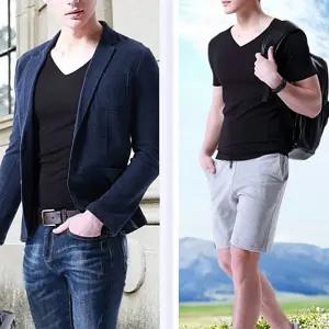 남성 심리스 쿨링 브이넥 반팔티 4칼라 여름 기능성 티셔츠 쿨론 무지 냉감 단체 티