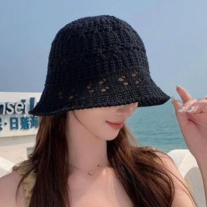 고품질 펀칭 니트 패션 여자 휴양지 외출 모자 바캉스 여름 벙거지모자 벙거지 캐주얼모자 (WFHVTUO)