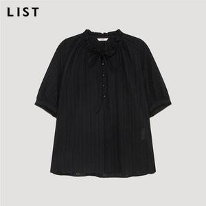 [리스트](대전신세계)코튼 리본 프릴넥 블라우스