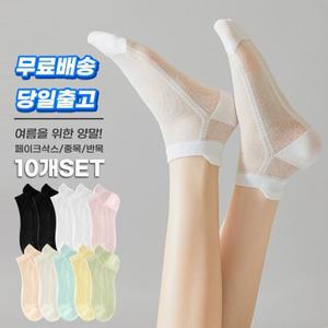 엔비 [10개세트] 에어 페이크 삭스 메쉬 실리콘 덧신 여름 시스루 통풍 컬러 양말