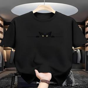 3XL 4XL 5XL 6XL 7XL 8XL 9XL 티 셔츠 빅사이즈 남성 여름 100 코튼 캐주얼 루즈 대형 귀여운 고양이 패턴