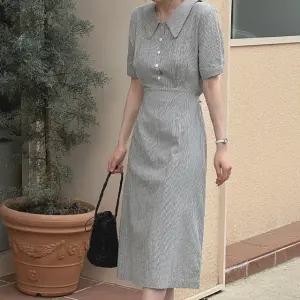 러빈 체크 롱 원피스 여름 여성 데일리룩 데이트룩