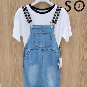 [소이]레터링데님멜빵스커트_GN
