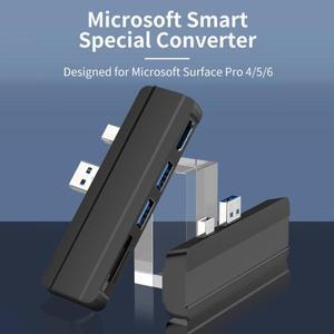 Surface Pro 5 4 3용 in 1 USB 도킹 스테이션, 4K HDMI 호환 3.0 TF 슬롯 포함 허브