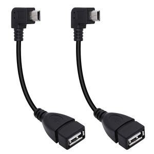 Xilaghy 90도 미니 USB에서 USB A OTG 어댑터 케이블 5.5인치 왼쪽 각도 5핀 타입 B 남성에서 여성 디지털 카메라용 코드, 블랙, 14cm(2팩, 왼쪽)