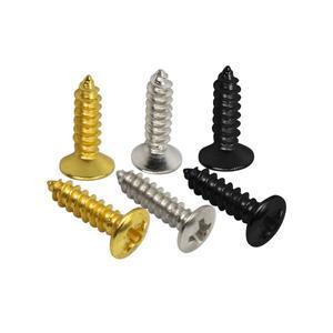 FLEOR 25PCS 일렉트릭 베이스 부품용 기타 픽가드 장착 나사 크롬/블랙/골드 선택
