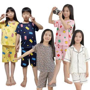 아동 빅사이즈 여름 냉감 아이스 쿨 반팔 반바지 봄 잠옷 간절기 사방 스판 피치 세트 부드러운 캐릭터 홈웨어 실내복 파자마 커플 가족 신축성 65 75 85 95 여아 남아 남매 내복