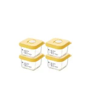 글라스락베이비 눈금이유식 스마일캡 정사각 210ml 4조