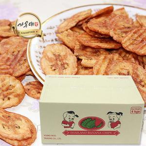 [가온애] 대용량 구운 바나나칩 (4kg) 1박스 / 군바나나 구운바나나칩 업소용 기본안주 마른안주 간식류