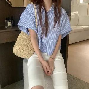 벨리스 스트라이프 크롭셔츠