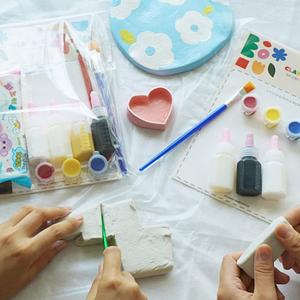 클레이 지점토 트레이 만들기 DIY 2종 키트 공예 세트 [점토 오브제 트레이 그릇만들기 물감 촉감 놀이]