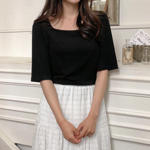 마이빈 5부 스퀘어 랍빠 티셔츠81428 빅사이즈 여성의류