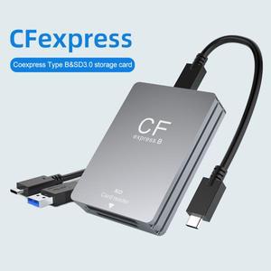 2in 1 CFexpress Type B SD 카드 리더기 휴대용 CF USB3.2 Windows SLR용 10Gbps 듀얼 슬롯 메모리 어댑터