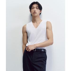 무신사 스탠다드 MUSINSA STANDARD 쿨탠다드 맨즈 메시 브이 넥 슬리브리스 언더셔츠 화이트
