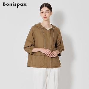 보니스팍스 린넨 100 후드 스트링 숏 점퍼