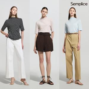 셈플리체 비스코스 블렌디드 카울넥 반팔티블라우스 3종