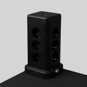 지클릭커 파워마스터 타워 12구 고용량 4000W USB 출력 멀티탭 NP712PD 블랙