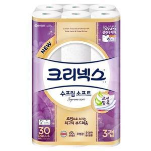 크리넥스 수프림소프트 3겹 27m 30롤 1팩