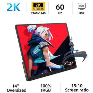 휴대용모니터 포터블 보조 모니터 ZSUS 2160x1440 노트북 XBox PS4 5 스위치 TV 박스 휸대폰 PC 모바일 14