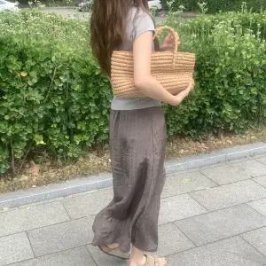 유로나 링클 리본 롱스커트