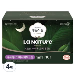 라네이처 좋은느낌 네이처백 생리대, 오버나이트, 10개입, 4개