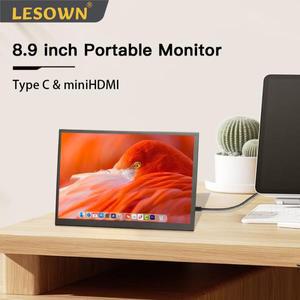 LESOWN 와이드 터치스크린 휴대용 미니 모니터, 8.9 인치 LCD 스크린, HDMI IPS, 1920x1200, USB C 보조 스